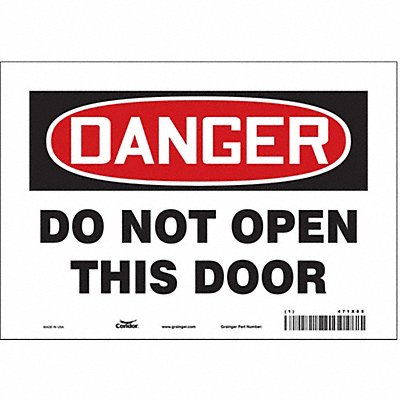 CONDOR 471X85 Safety Sign 7 in x 10 in Vinyl