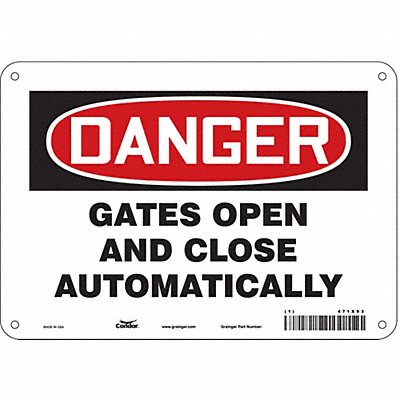 CONDOR 471X93 Safety Sign 7 in x 10 in Aluminum