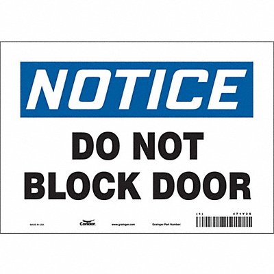 CONDOR 471Y25 Safety Sign 7 in x 10 in Vinyl