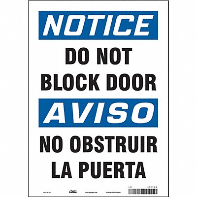 CONDOR 471Y32 Safety Sign 14 in x 10 in Vinyl
