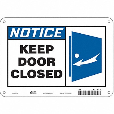 CONDOR 471Y35 Safety Sign 7 in x 10 in Polyethylene