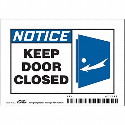 CONDOR 471Y37 Safety Sign 3 1/2 in x 5 in Vinyl