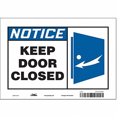 CONDOR 471Y38 Safety Sign 7 in x 10 in Vinyl