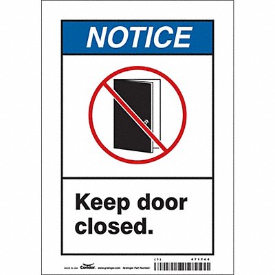 CONDOR 471Y44 Safety Sign 10 in x 7 in Vinyl