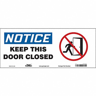 CONDOR 471Y64 Safety Sign 7 in x 17 in Vinyl