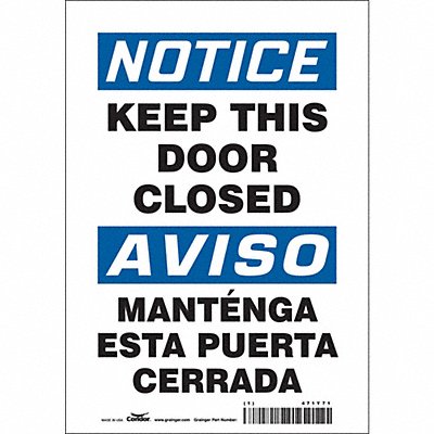 CONDOR 471Y71 Safety Sign 10 in x 7 in Vinyl
