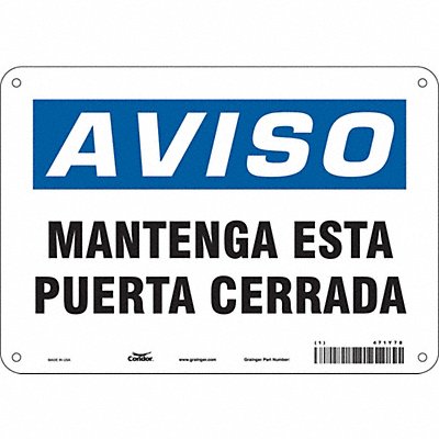 CONDOR 471Y78 Safety Sign 7 in x 10 in Polyethylene