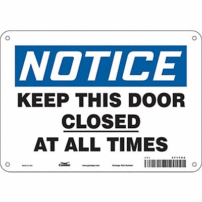 CONDOR 471Y82 Safety Sign 7 in x 10 in Aluminum