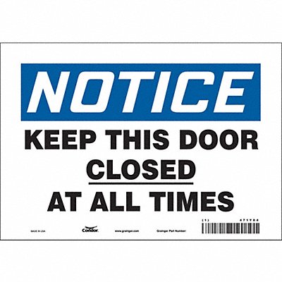 CONDOR 471Y84 Safety Sign 7 in x 10 in Polyethylene