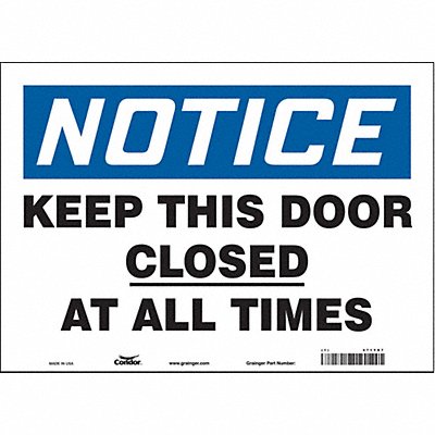 CONDOR 471Y87 Safety Sign 10 in x 14 in Vinyl