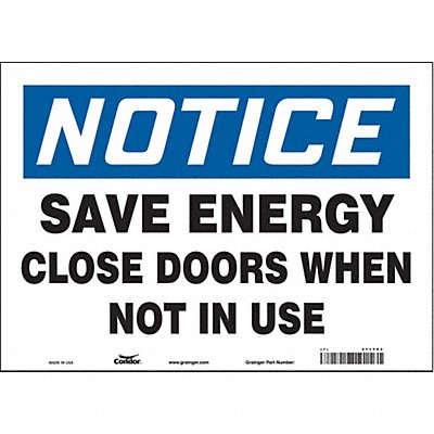 CONDOR 471Y93 Safety Sign 10 in x 14 in Vinyl