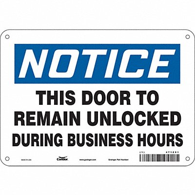 CONDOR 471Z01 Safety Sign 7 in x 10 in Aluminum