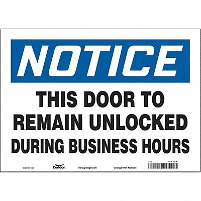 CONDOR 471Z06 Safety Sign 10 in x 14 in Vinyl