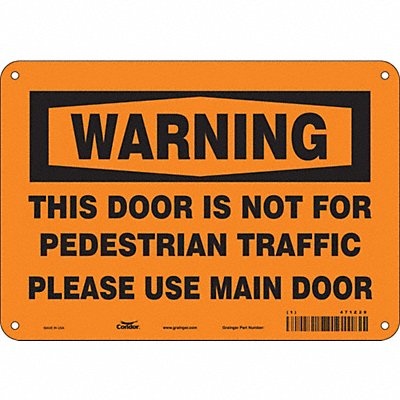 CONDOR 471Z29 Safety Sign 7 in x 10 in Polyethylene