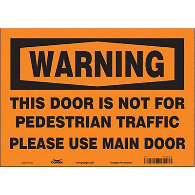 CONDOR 471Z32 Safety Sign 10 in x 14 in Vinyl