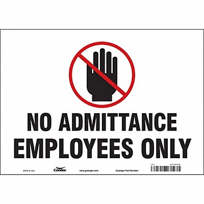 CONDOR 472C45 Safety Sign 10 inx14 in Vinyl