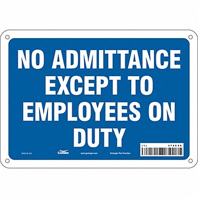 CONDOR 472C58 Safety Sign 7 in x 10 in Polyethylene