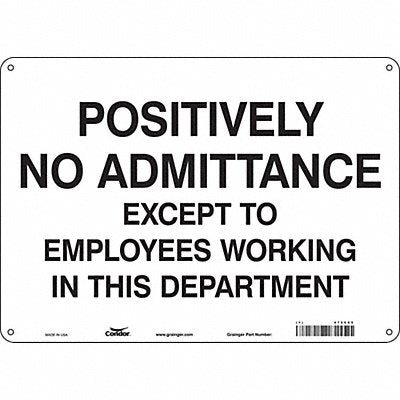 CONDOR 472C65 Safety Sign 10 in x 14 in Polyethylene