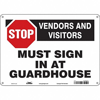 CONDOR 472C71 Safety Sign 10 in x 14 in Polyethylene