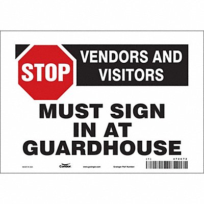 CONDOR 472C72 Safety Sign 7 in x 10 in Vinyl