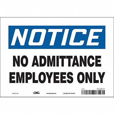 CONDOR 472D17 Safety Sign 7 inx10 in Vinyl