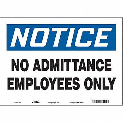 CONDOR 472D18 Safety Sign 10 inx14 in Vinyl