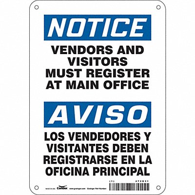 CONDOR 472D31 Safety Sign 10 in x 7 in Aluminum