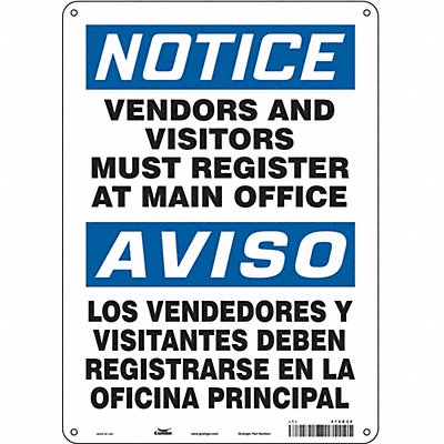 CONDOR 472D32 Safety Sign 14 in x 10 in Aluminum