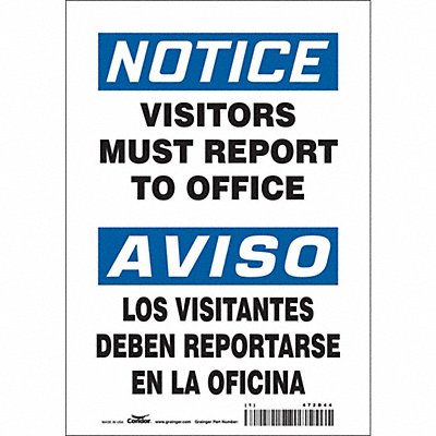 CONDOR 472D44 Safety Sign 10 in x 7 in Vinyl