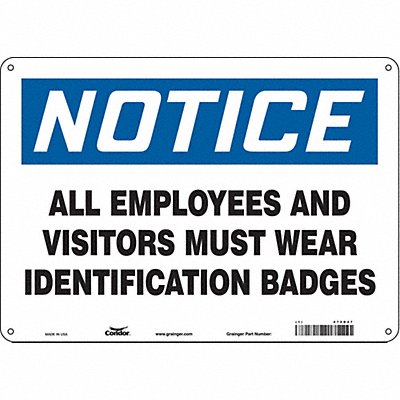 CONDOR 472D47 Safety Sign 10 in x 14 in Aluminum