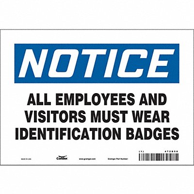 CONDOR 472D50 Safety Sign 7 in x 10 in Vinyl