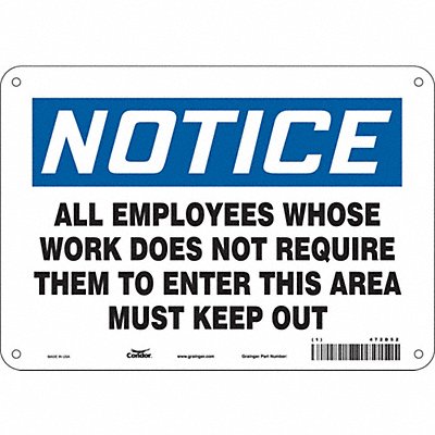 CONDOR 472D52 Safety Sign 7 in x 10 in Aluminum