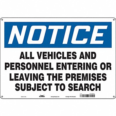 CONDOR 472D61 Safety Sign 14 in x 20 in Aluminum