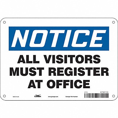 CONDOR 472F13 Safety Sign 7 in x 10 in Aluminum