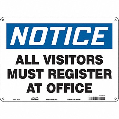 CONDOR 472F17 Safety Sign 10 in x 14 in Polyethylene