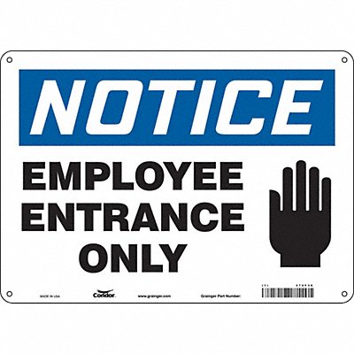 CONDOR 472F36 Safety Sign 10 inx14 in Aluminum