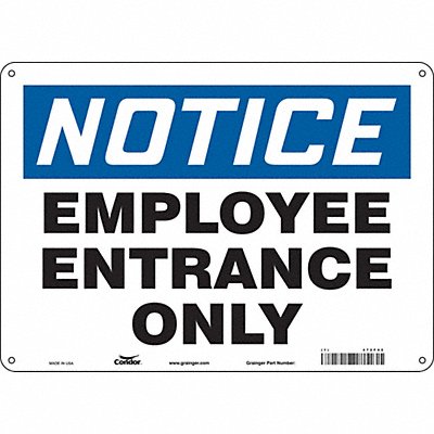 CONDOR 472F42 Safety Sign 10 inx14 in Aluminum