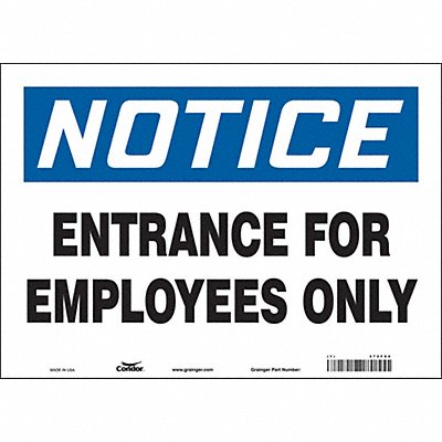 CONDOR 472F84 Safety Sign 10 in x 14 in Vinyl