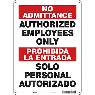 CONDOR 472F88 Safety Sign 14 inx10 in Polyethylene