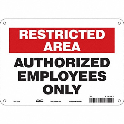 CONDOR 472G07 J7024 Safety Sign 7 in x 10 in Aluminum