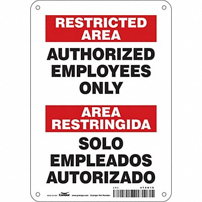CONDOR 472G18 Safety Sign 10 inx7 in Polyethylene