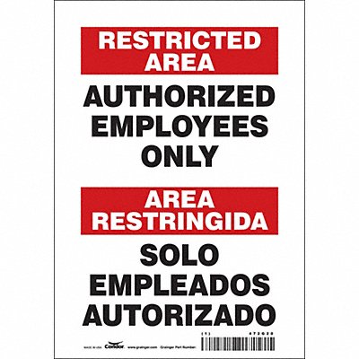 CONDOR 472G20 Safety Sign 10 inx7 in Vinyl