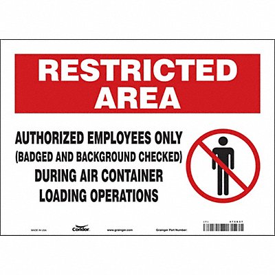 CONDOR 472G27 Safety Sign 10 in x 14 in Vinyl