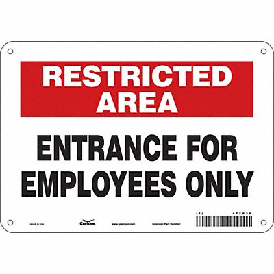 CONDOR 472G30 Safety Sign 7 in x 10 in Polyethylene
