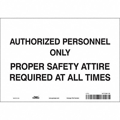CONDOR 472H10 Safety Sign 7 inx10 in Vinyl