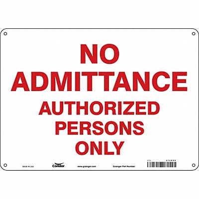 CONDOR 472H20 Safety Sign 10 inx14 in Aluminum