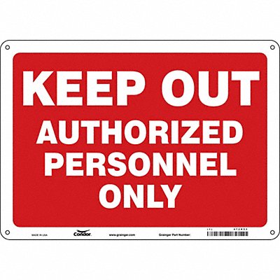 CONDOR 472H53 Safety Sign 10 inx14 in Polyethylene
