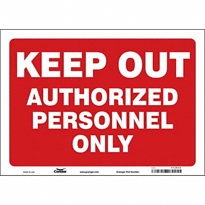 CONDOR 472H55 Safety Sign 10 inx14 in Vinyl
