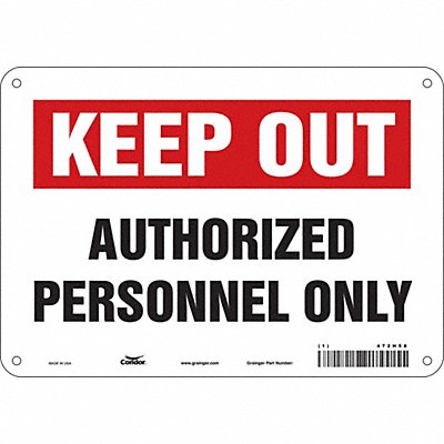 CONDOR 472H58 Safety Sign 7 inx10 in Polyethylene