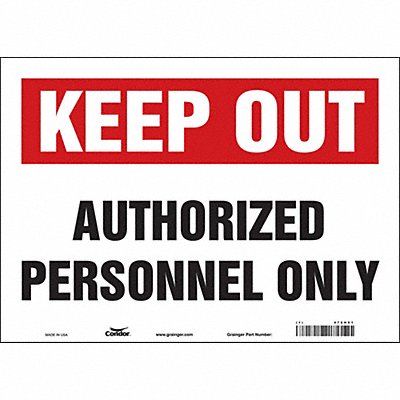 CONDOR 472H61 Safety Sign 10 inx14 in Vinyl
